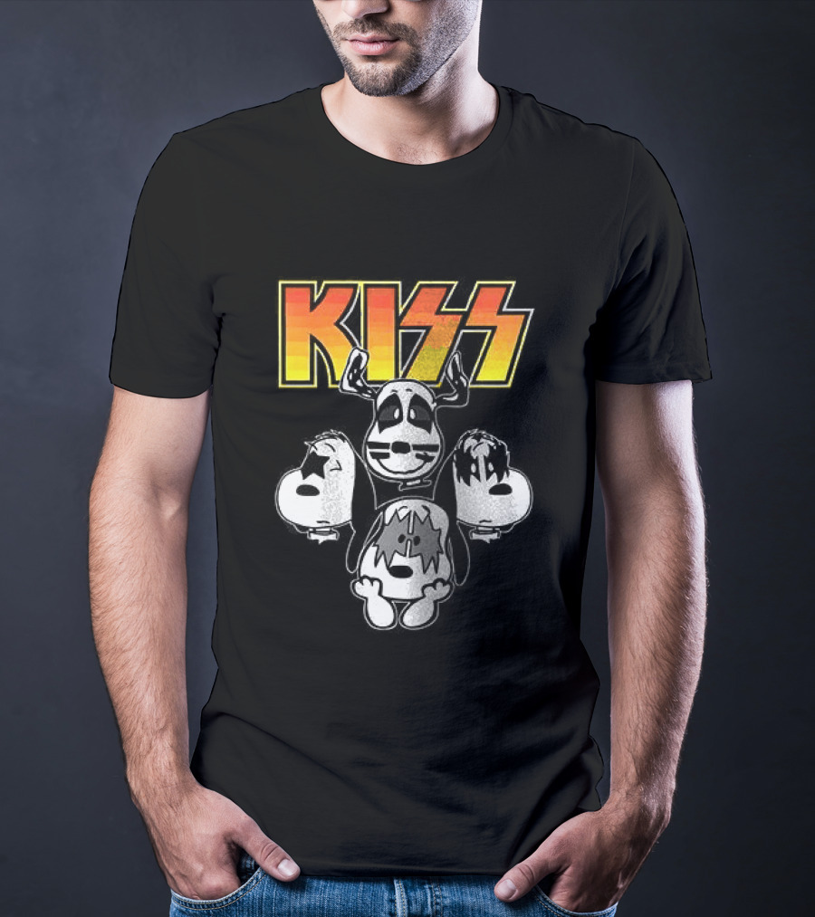 Kiss X Peanuts Snoopy Shout It Out Loud Collaboration Featuring Iconic Characters T-Shirt