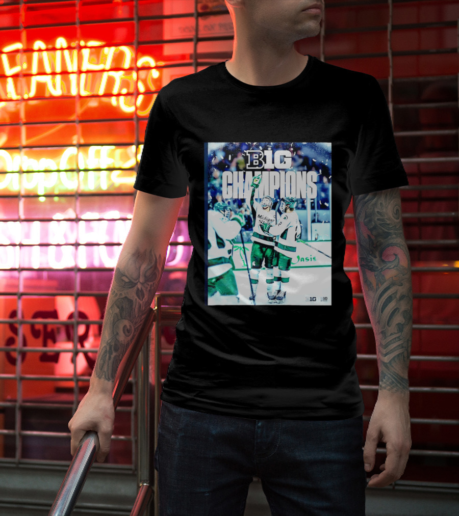 B1G Champions Michigan State Spartans Ice Hockey 2026 B1G Men's Hockey Regular Season Champs Back To Back T-Shirt