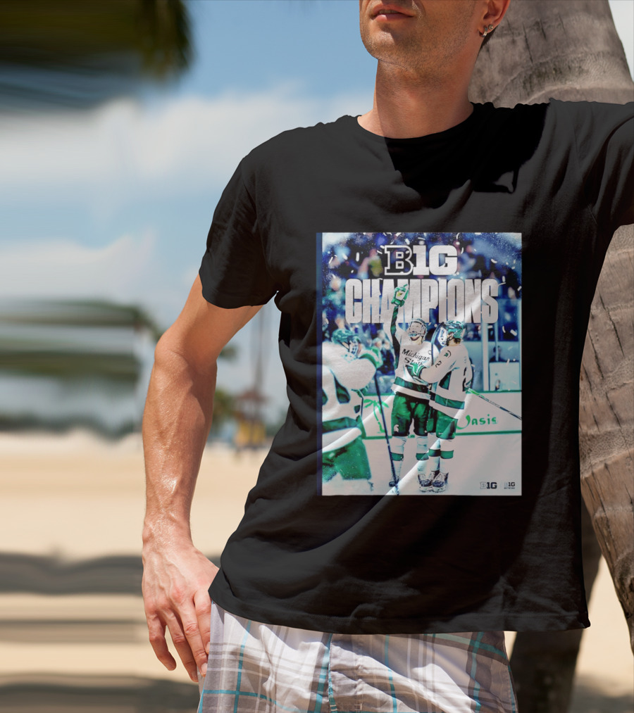 B1G Champions Michigan State Spartans Ice Hockey 2026 B1G Men's Hockey Regular Season Champs Back To Back T-Shirt
