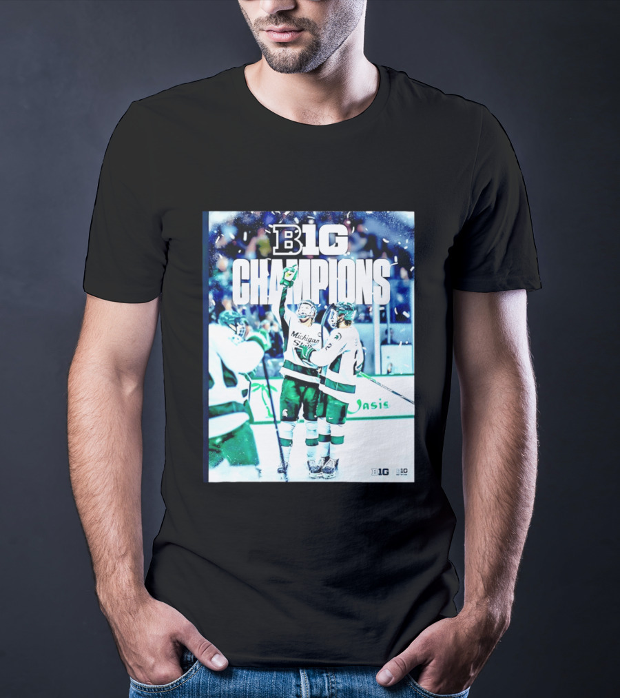 B1G Champions Michigan State Spartans Ice Hockey 2026 B1G Men's Hockey Regular Season Champs Back To Back T-Shirt