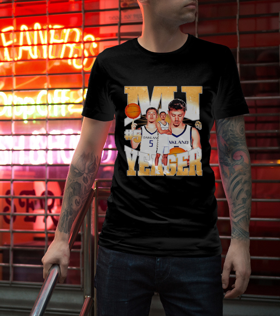 MJ Yeager Oakland Basketball #5 NCAA Player Collage T-Shirt