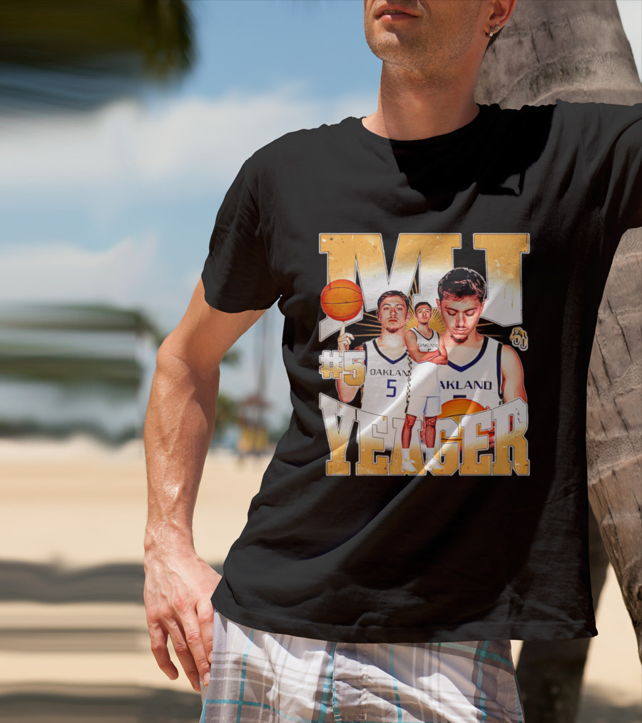 MJ Yeager Oakland Basketball #5 NCAA Player Collage T-Shirt