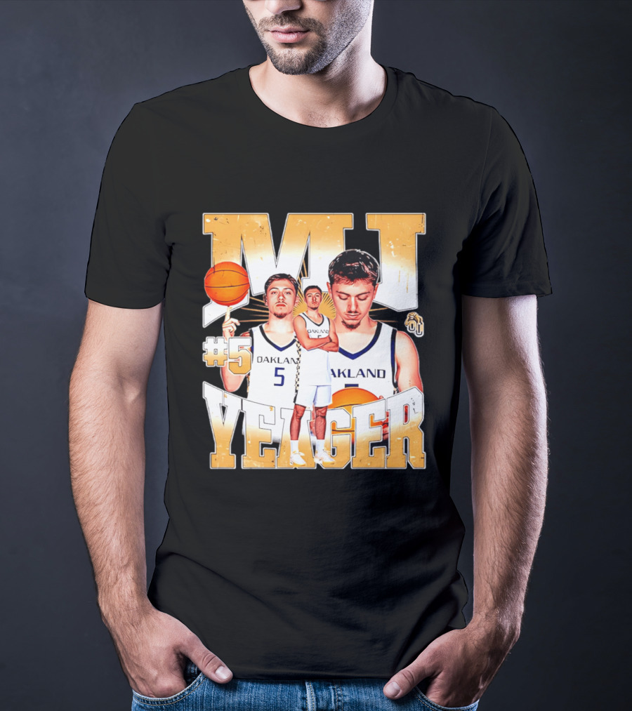 MJ Yeager Oakland Basketball #5 NCAA Player Collage T-Shirt