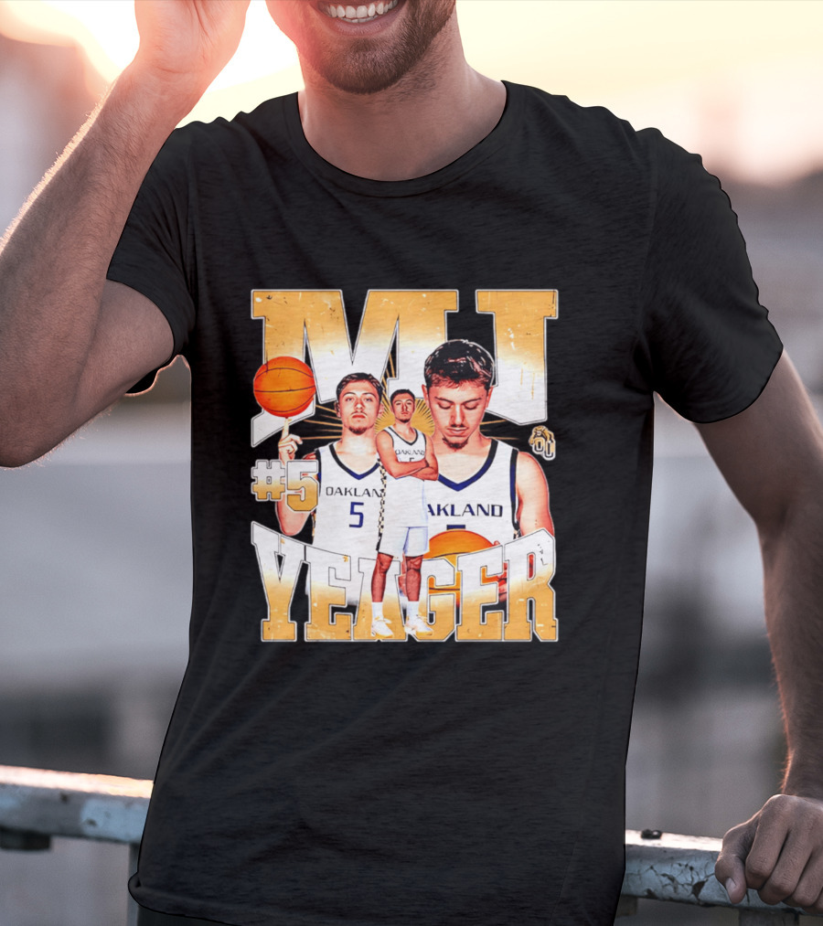 MJ Yeager Oakland Basketball #5 NCAA Player Collage T-Shirt