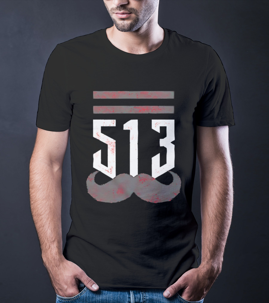 The 513 Stache Cincinnati Baseball Moustache T-Shirt