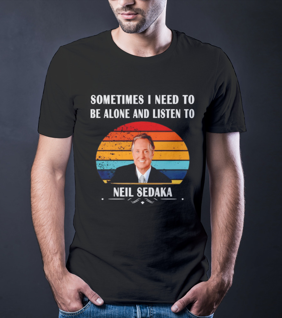 Neil Sedaka Sometimes I Need To Be Alone And Listen To Retro Stripes T-Shirt