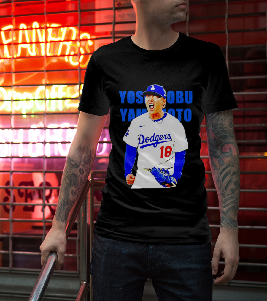 Yoshinobu Yamamoto Los Angeles Dodgers 18 Scream T-Shirt