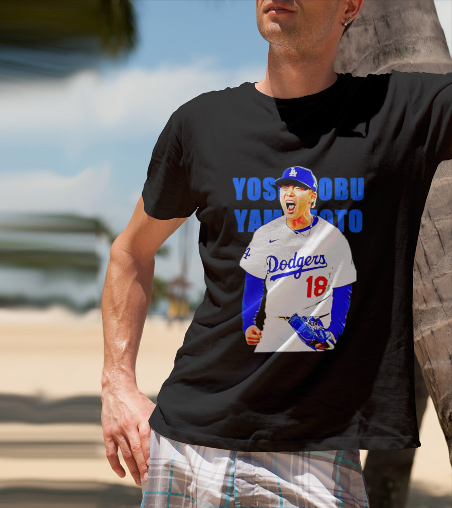 Yoshinobu Yamamoto Los Angeles Dodgers 18 Scream T-Shirt