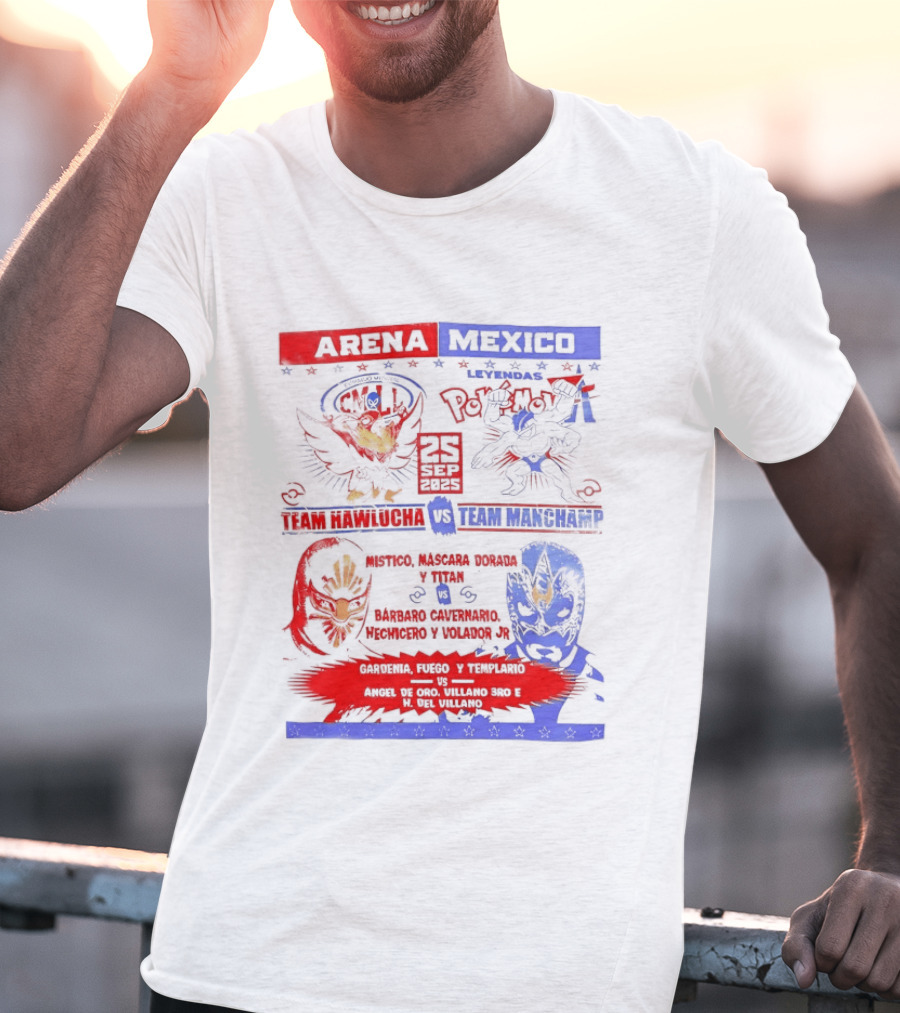 Arena Mexico Team Hawlucha Vs Team Machamp Lucha Libre Battle T-Shirt