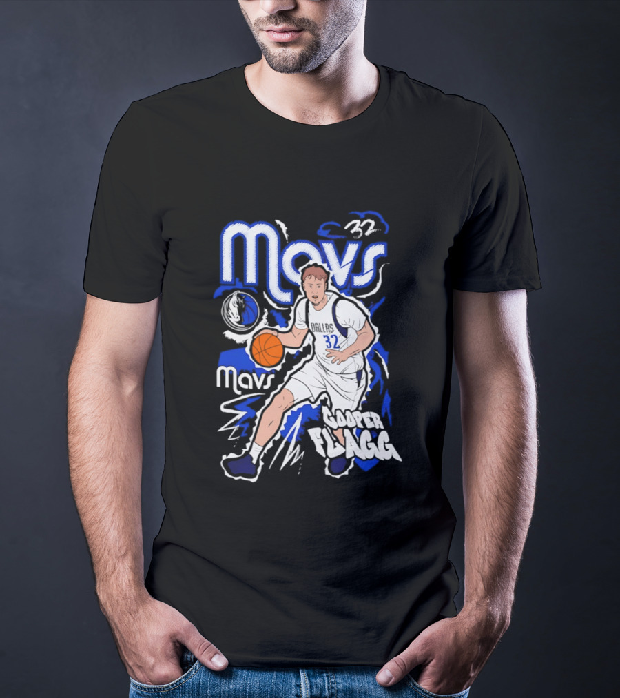 Mavs 32 Cooper Flagg Dallas Mavericks Basketball Player Paint T-Shirt