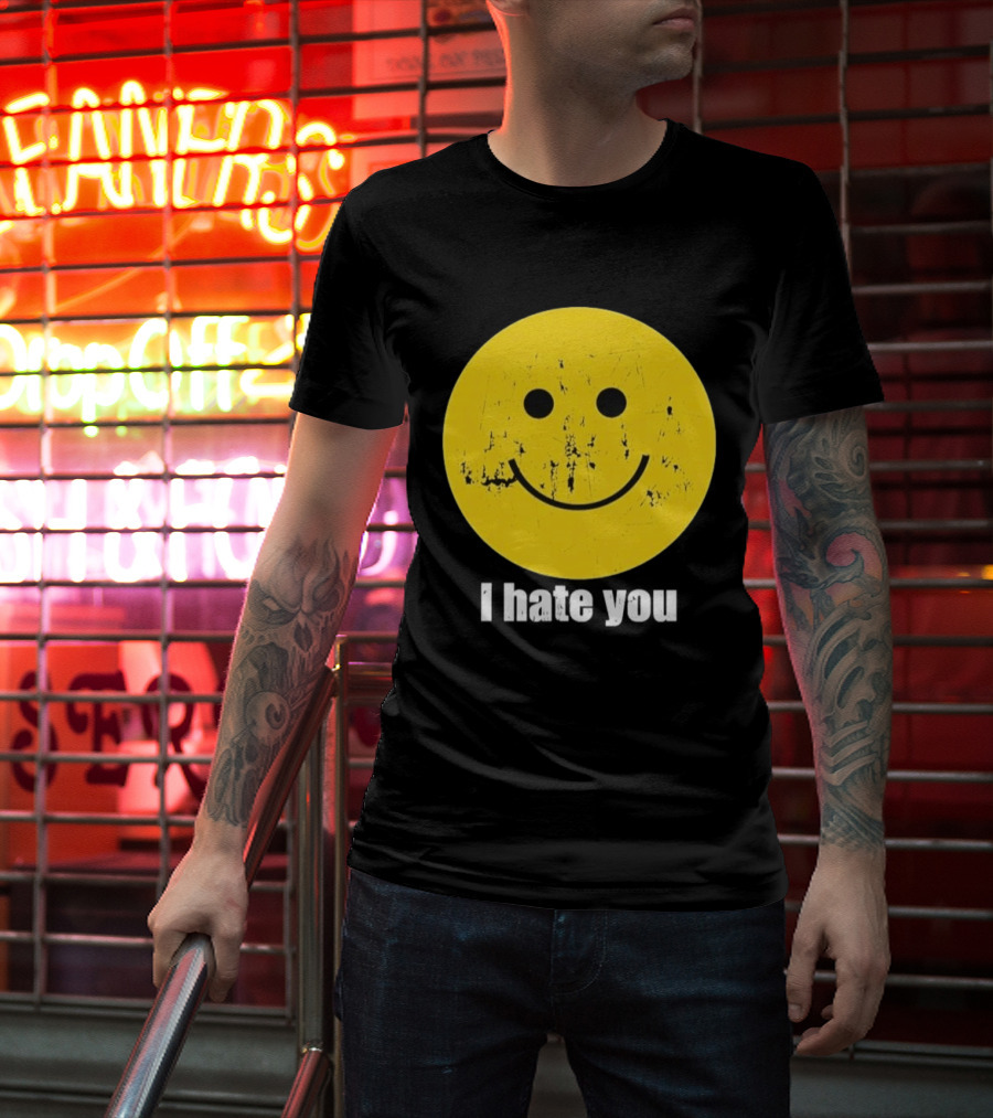 Harry I Hate You Smiley Face Distressed Grunge T-Shirt