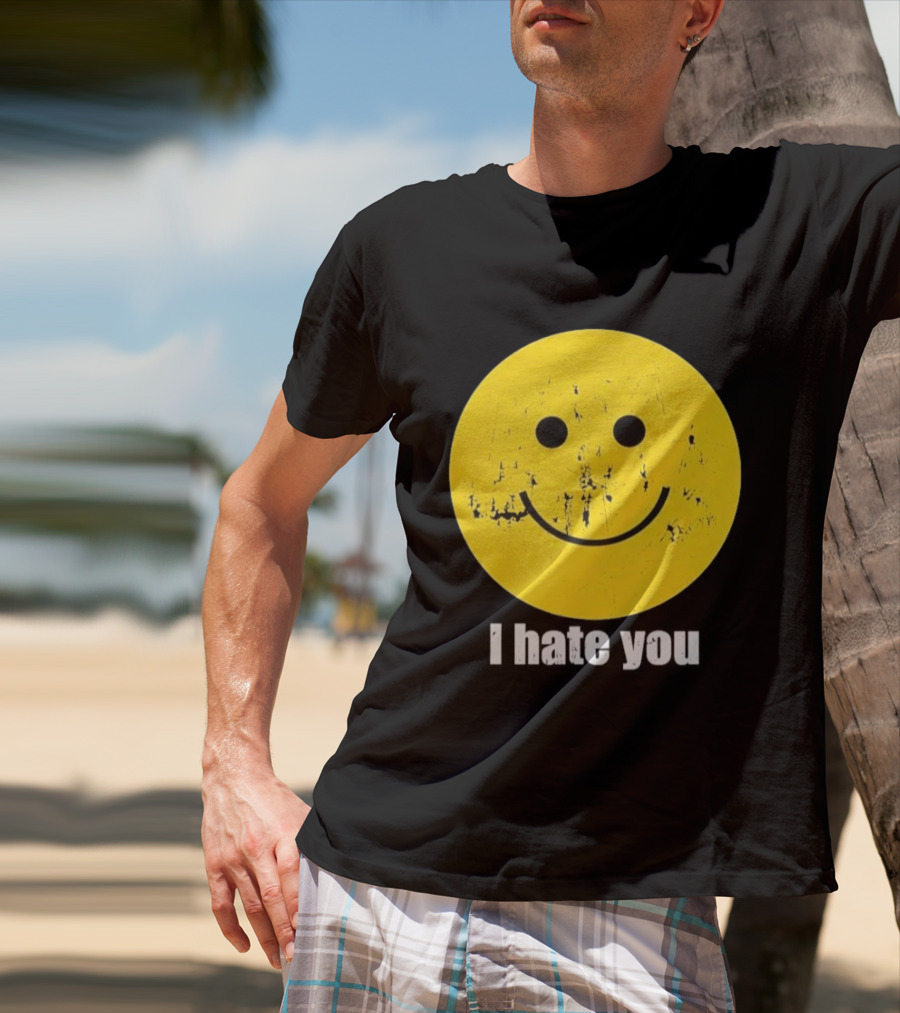 Harry I Hate You Smiley Face Distressed Grunge T-Shirt