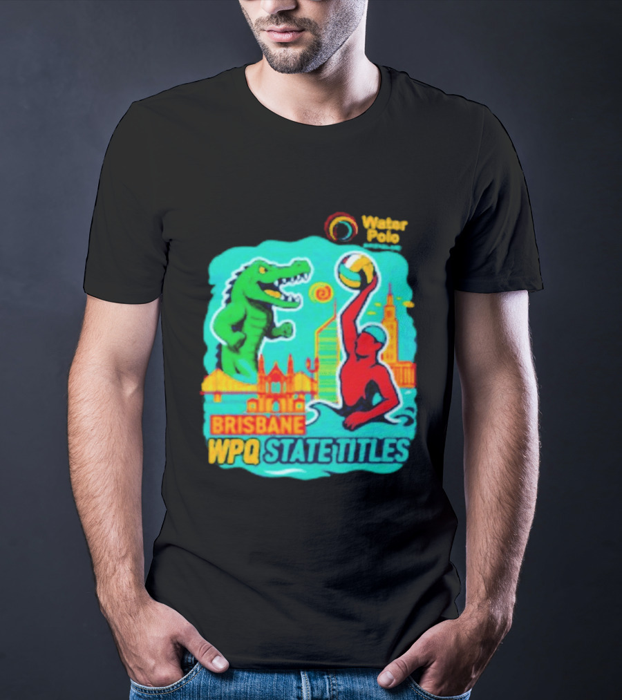 Brisbane WPQ State Titles Water Polo Tournament Crocodile Player Skyline T-Shirt