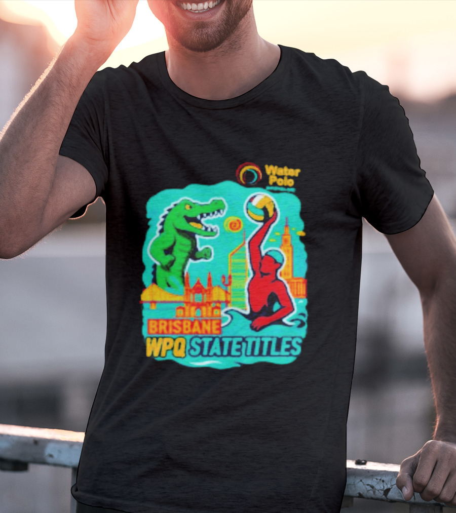 Brisbane WPQ State Titles Water Polo Tournament Crocodile Player Skyline T-Shirt