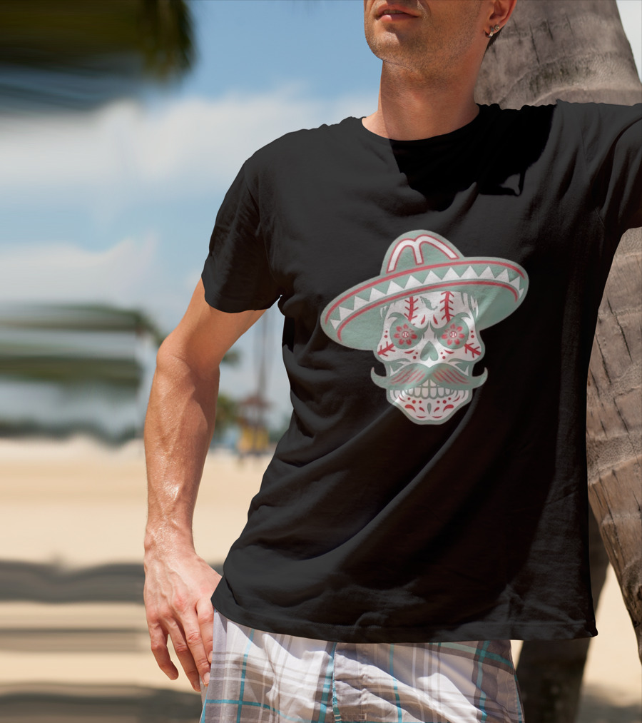 Sugar Skull Sombrero Baseball Team Mexico Nacho Alvarez Jr T-Shirt
