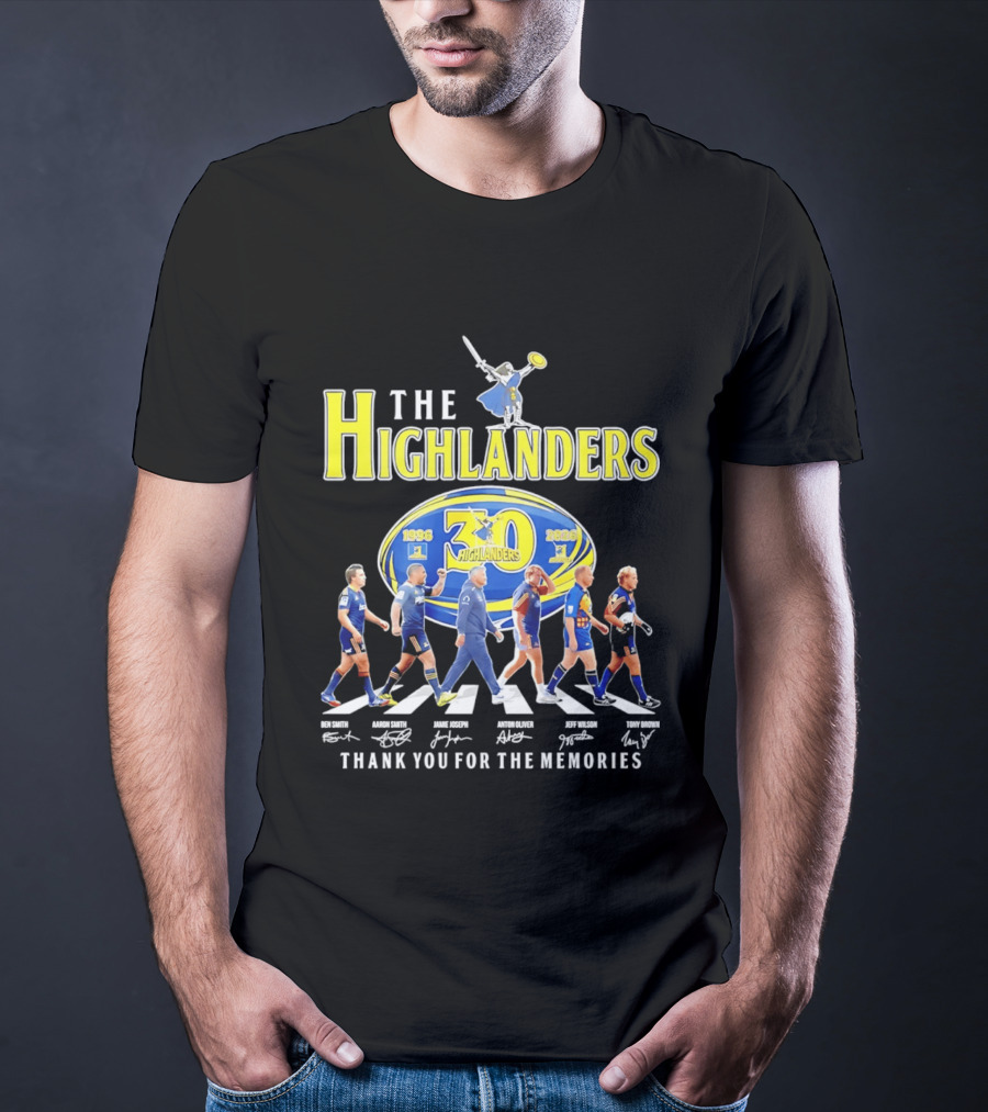 The Highlanders 30th Anniversary 1996 2026 Thank You For The Memories Rugby Players And Swordman Abbey Road T-Shirt