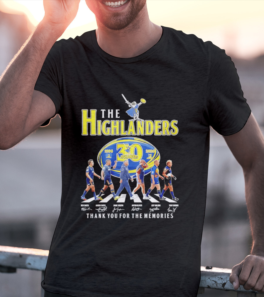 The Highlanders 30th Anniversary 1996 2026 Thank You For The Memories Rugby Players And Swordman Abbey Road T-Shirt