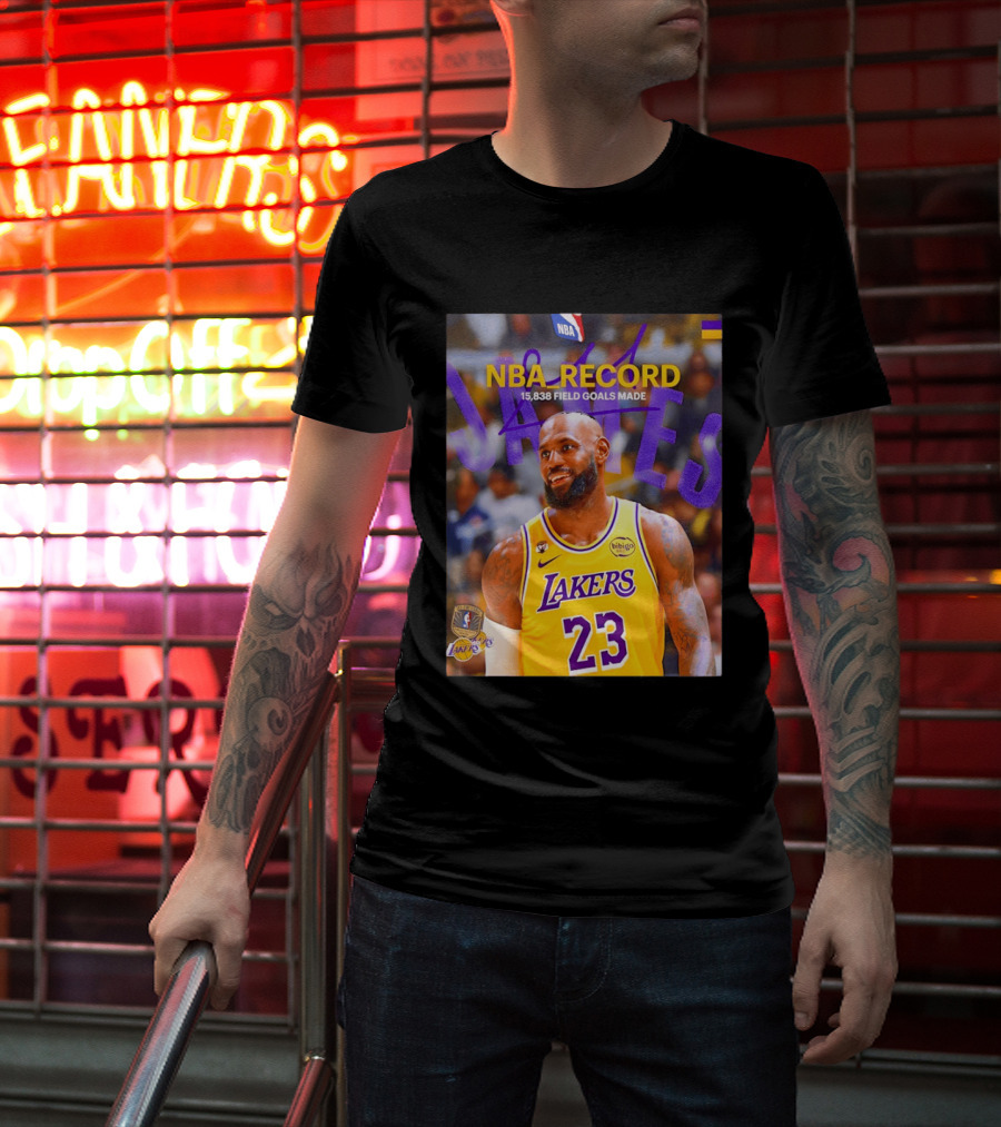 NBA Record LeBron James 15838 Field Goals Made Lakers 23 T-Shirt
