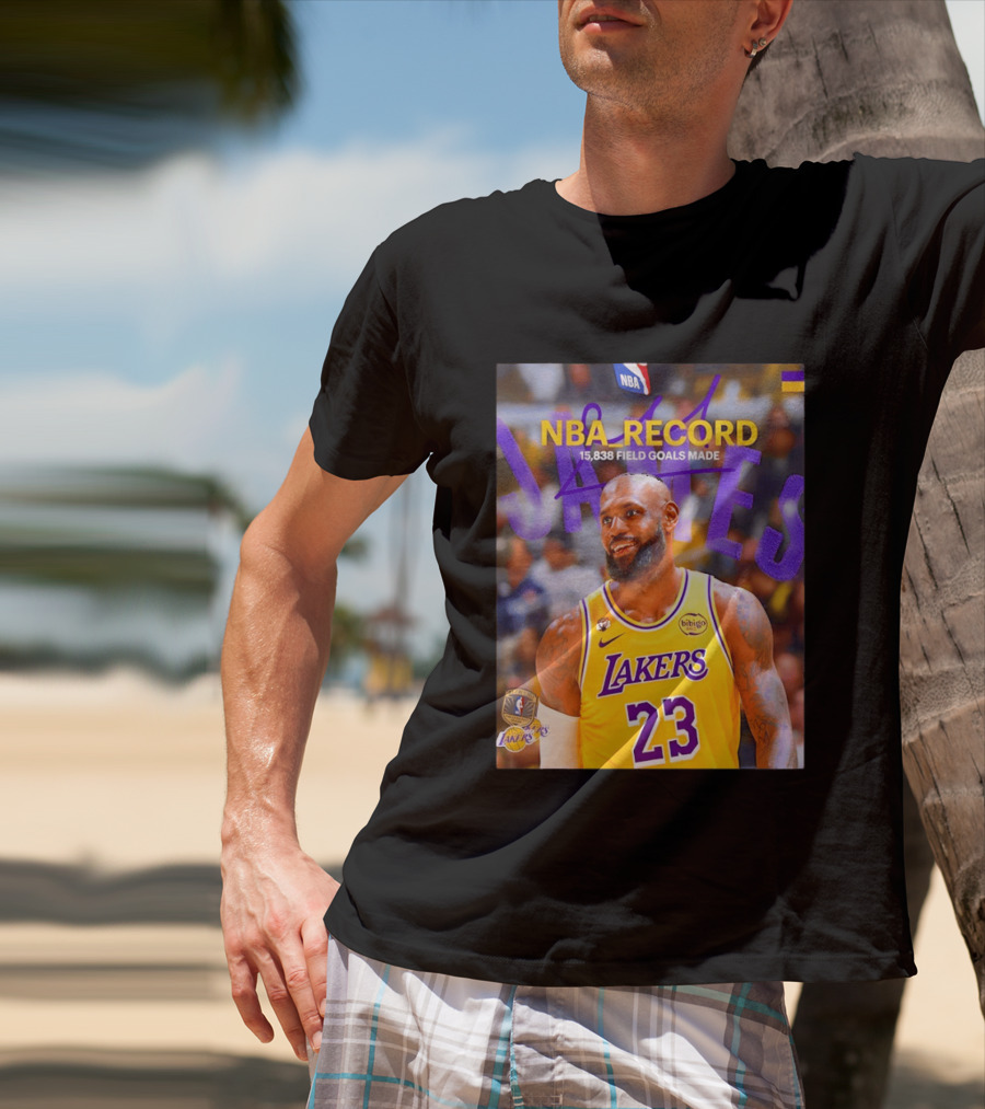 NBA Record LeBron James 15838 Field Goals Made Lakers 23 T-Shirt