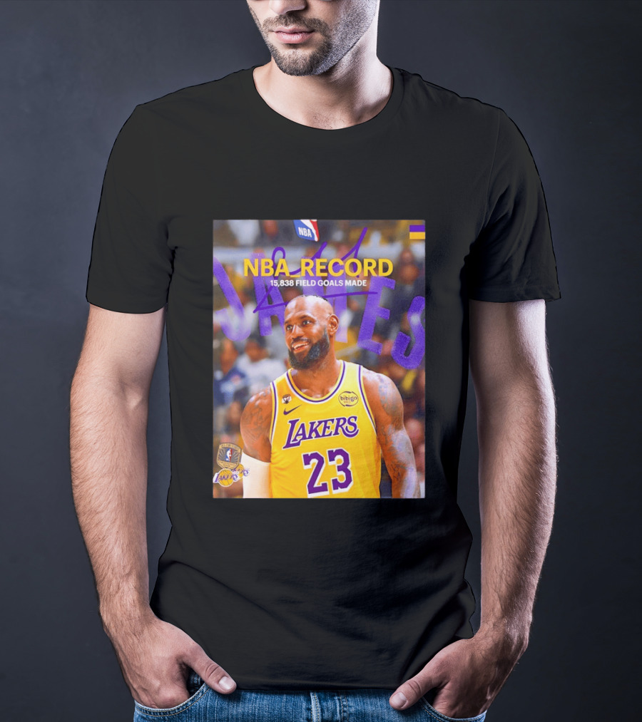 NBA Record LeBron James 15838 Field Goals Made Lakers 23 T-Shirt