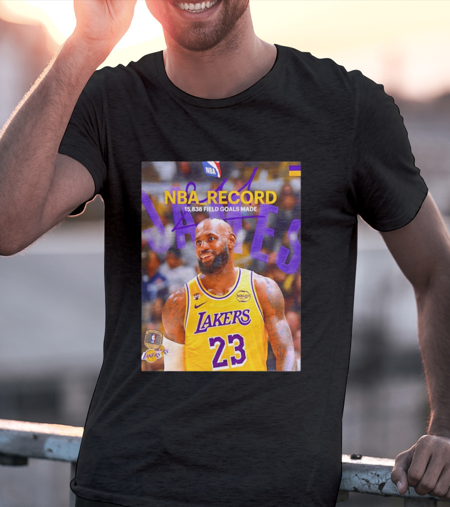 NBA Record LeBron James 15838 Field Goals Made Lakers 23 T-Shirt