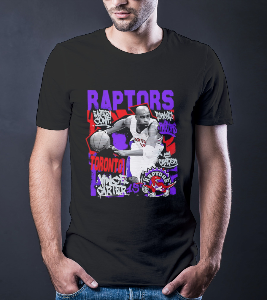 Toronto Raptors Vince Carter Chalked Up Player 15 Paint T-Shirt