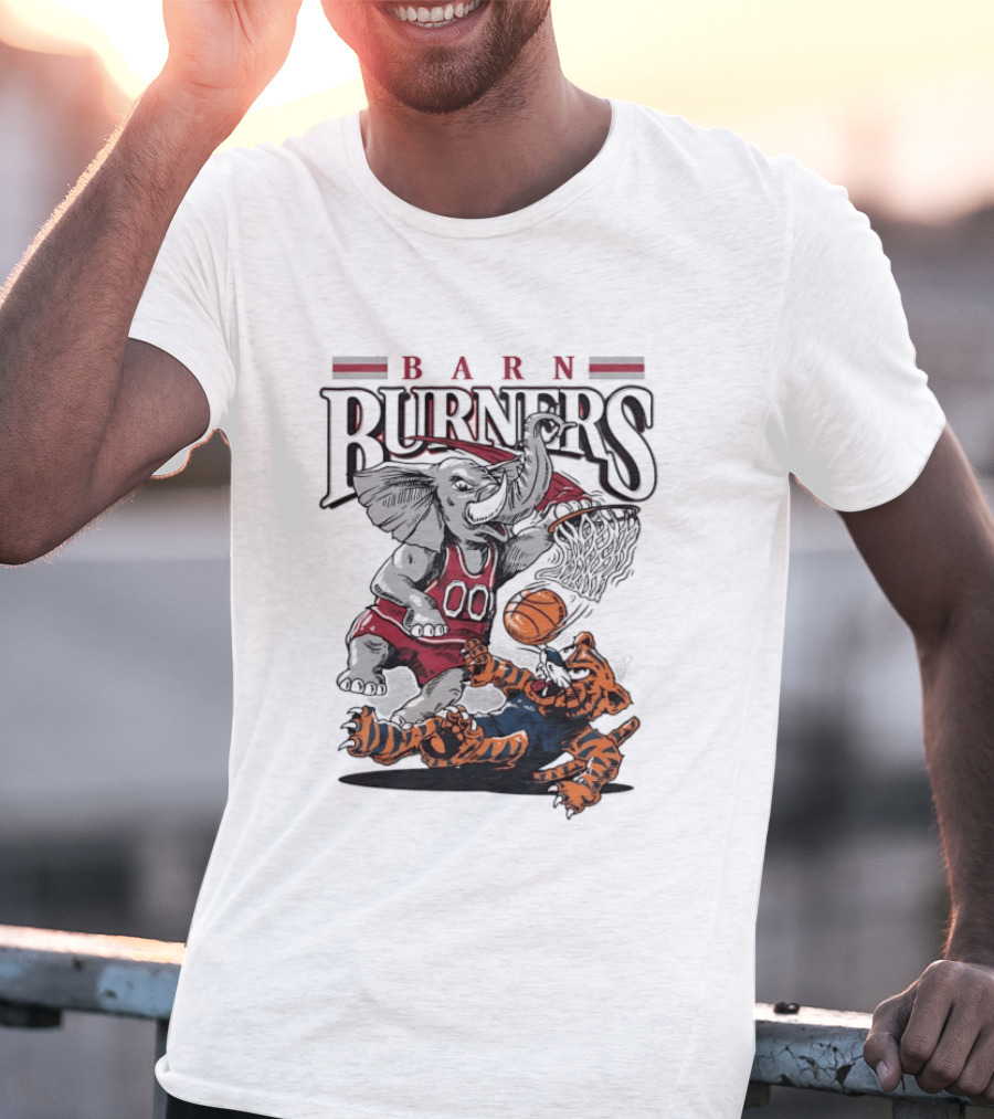 Barn Burners Alabama Crimson Tide Vs Auburn Tigers Basketball Showdown T-Shirt