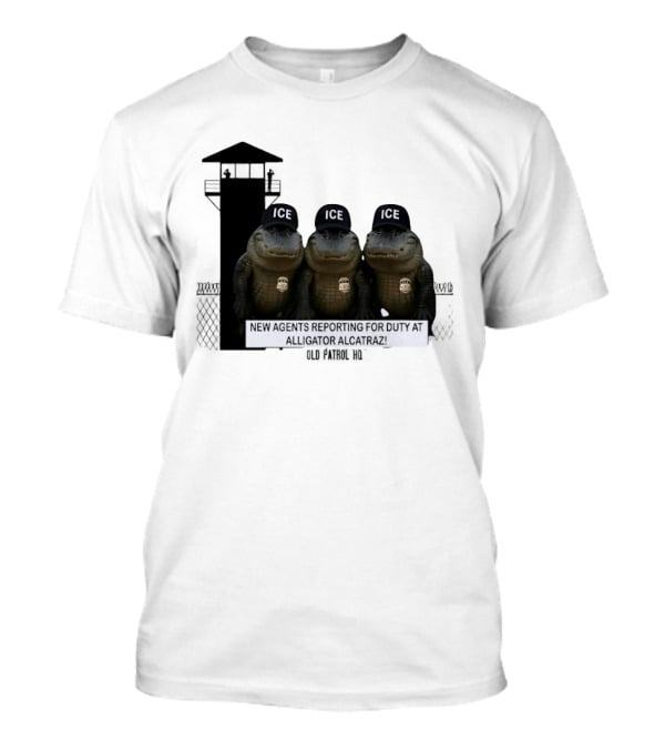 Alligator Alcatraz ICE Agents Guarding Prison Tower Scene T-Shirt