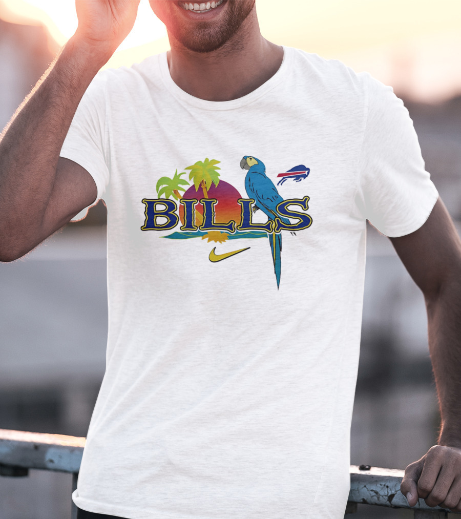 Buffalo Bills Parrot Tropical Vibes With Nike And Palm Trees T-Shirt