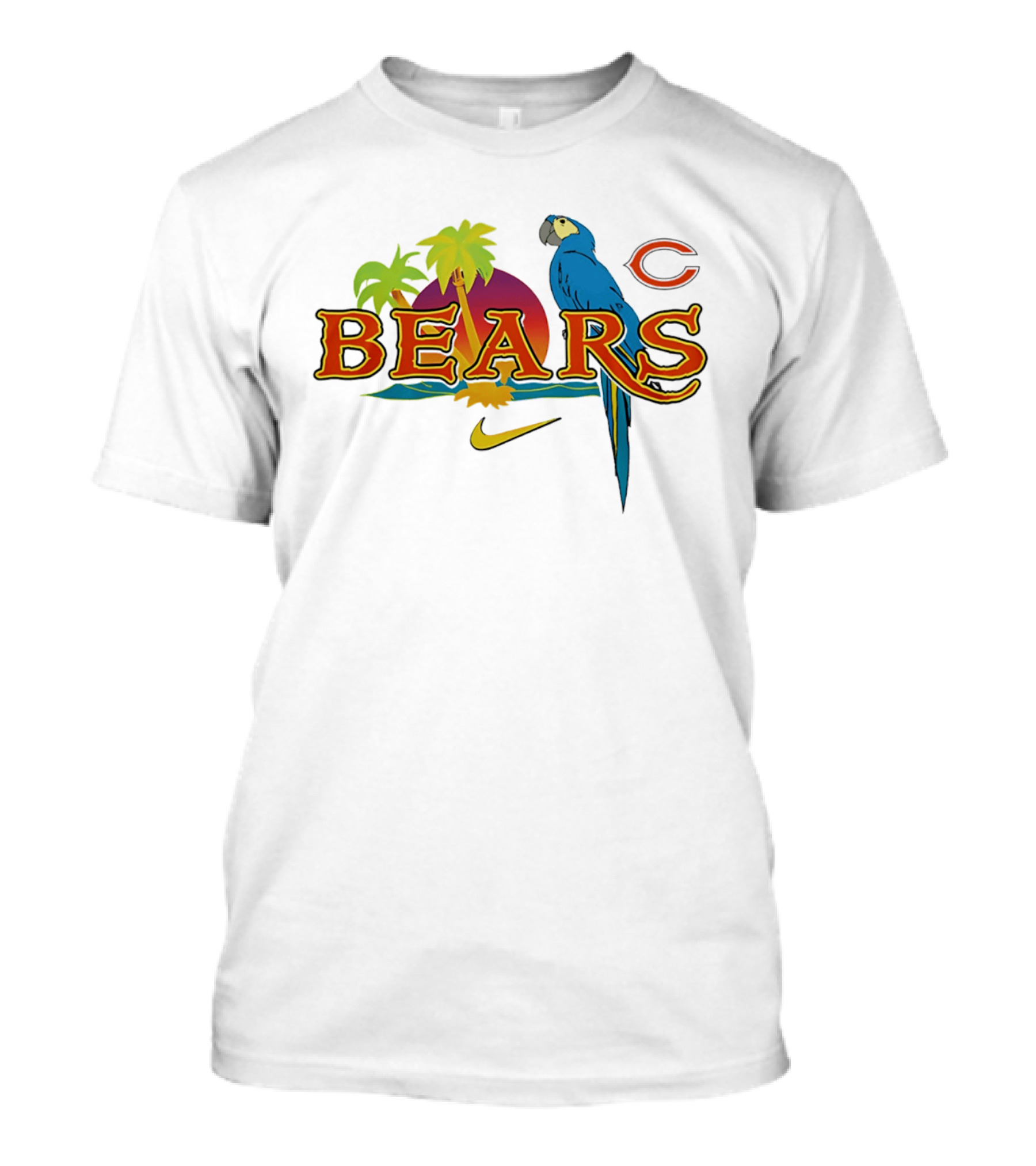 Chicago Bears Tropical Sunset Parrot Nike Collaboration T-Shirt