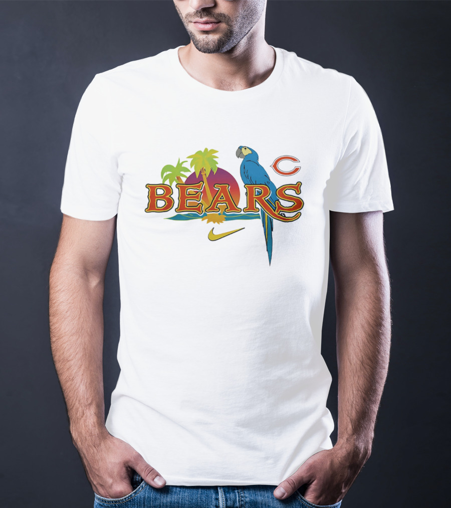 Chicago Bears Tropical Sunset Parrot Nike Collaboration T-Shirt