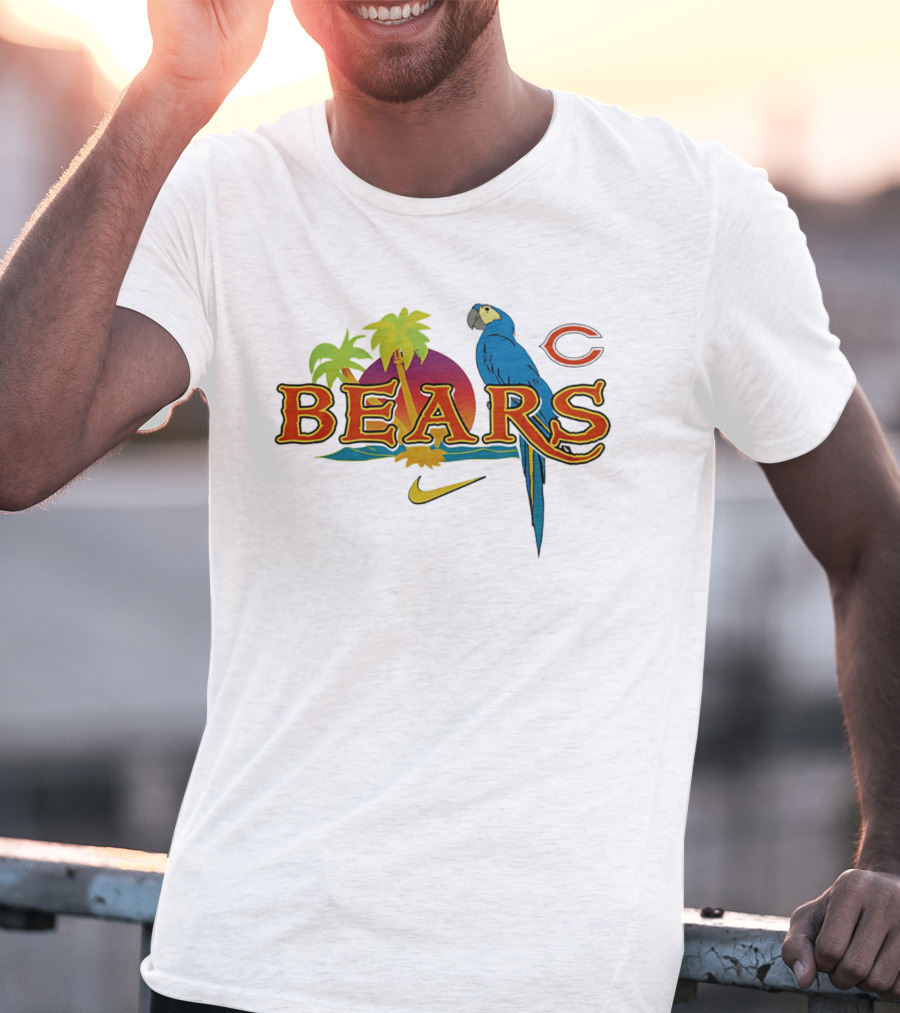 Chicago Bears Tropical Sunset Parrot Nike Collaboration T-Shirt