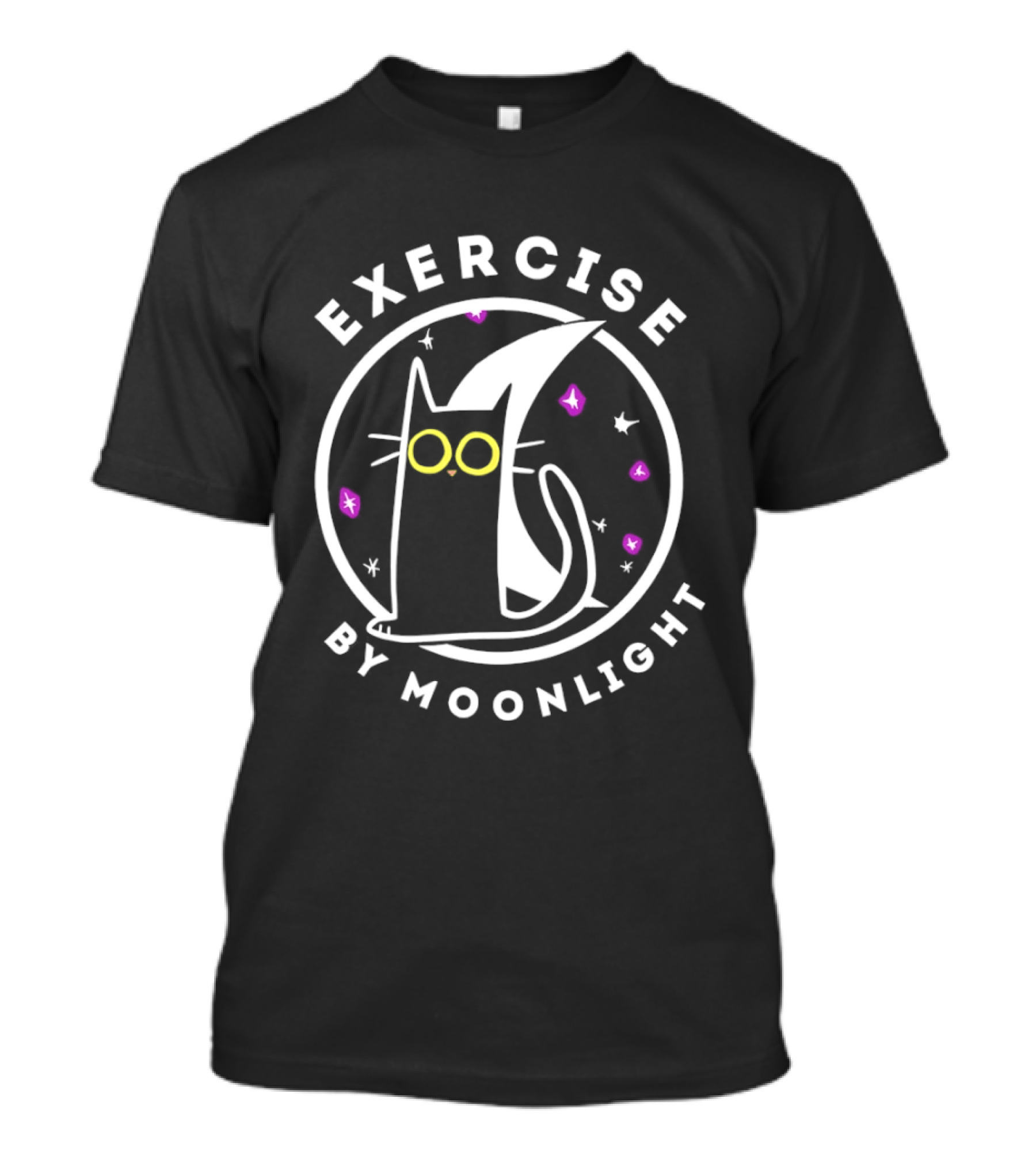 Exercise By Moonlight Black Cat Celestial T-Shirt