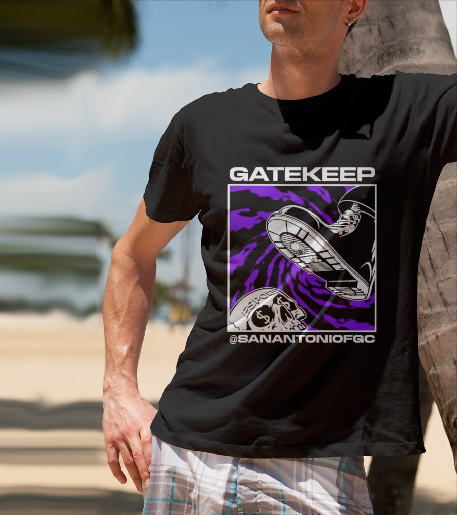 Gatekeep San Antonio Fighting Game Community Sneaker Skull T-Shirt