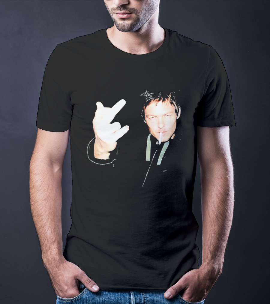 Norman Reedus The Walking Dead Daryl Dixon Middle Finger Smoking T-Shirt