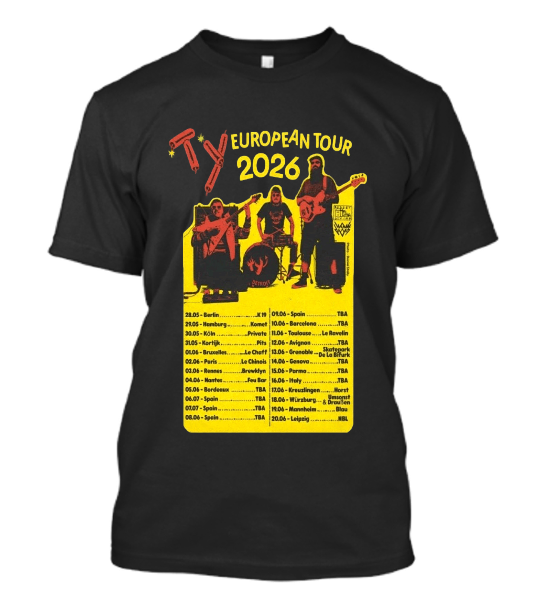 TY European Tour 2026 Band Tour Dates T-Shirt