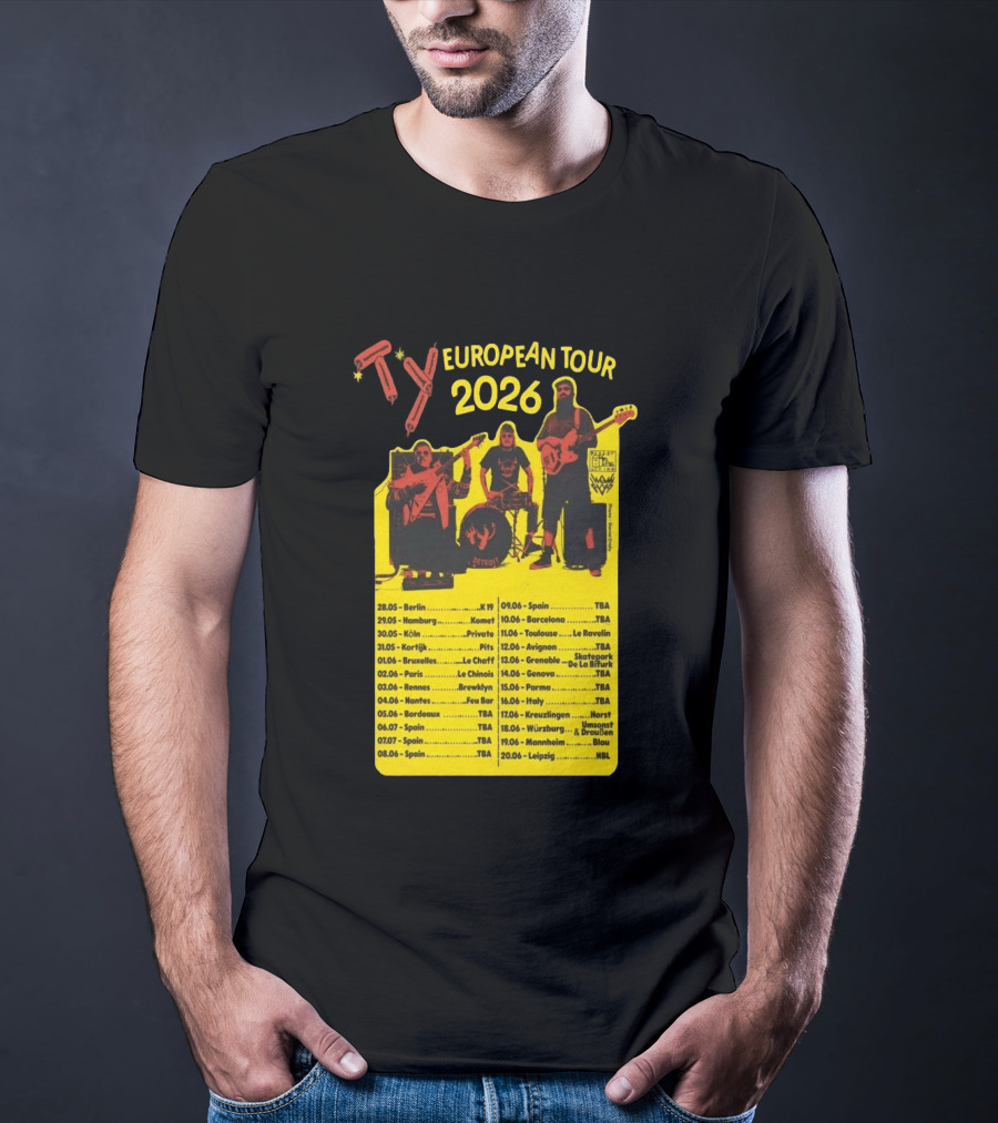 TY European Tour 2026 Band Tour Dates T-Shirt
