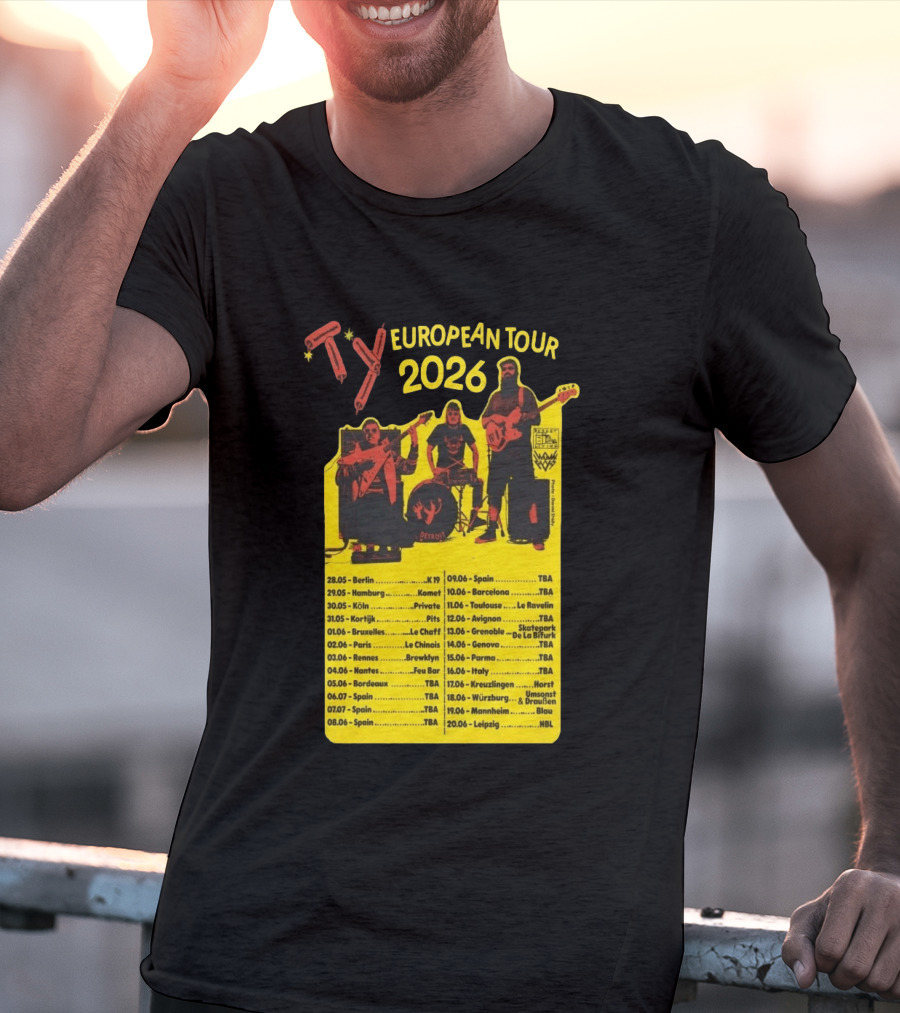 TY European Tour 2026 Band Tour Dates T-Shirt
