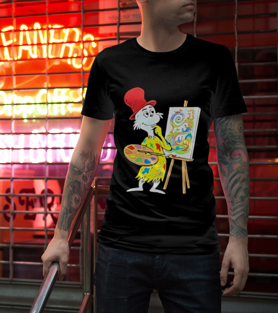 Sam I Am Red Hat Palette Painting Easel Whimsical Scene T-Shirt