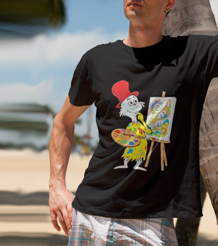 Sam I Am Red Hat Palette Painting Easel Whimsical Scene T-Shirt