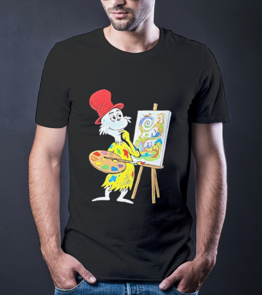 Sam I Am Red Hat Palette Painting Easel Whimsical Scene T-Shirt
