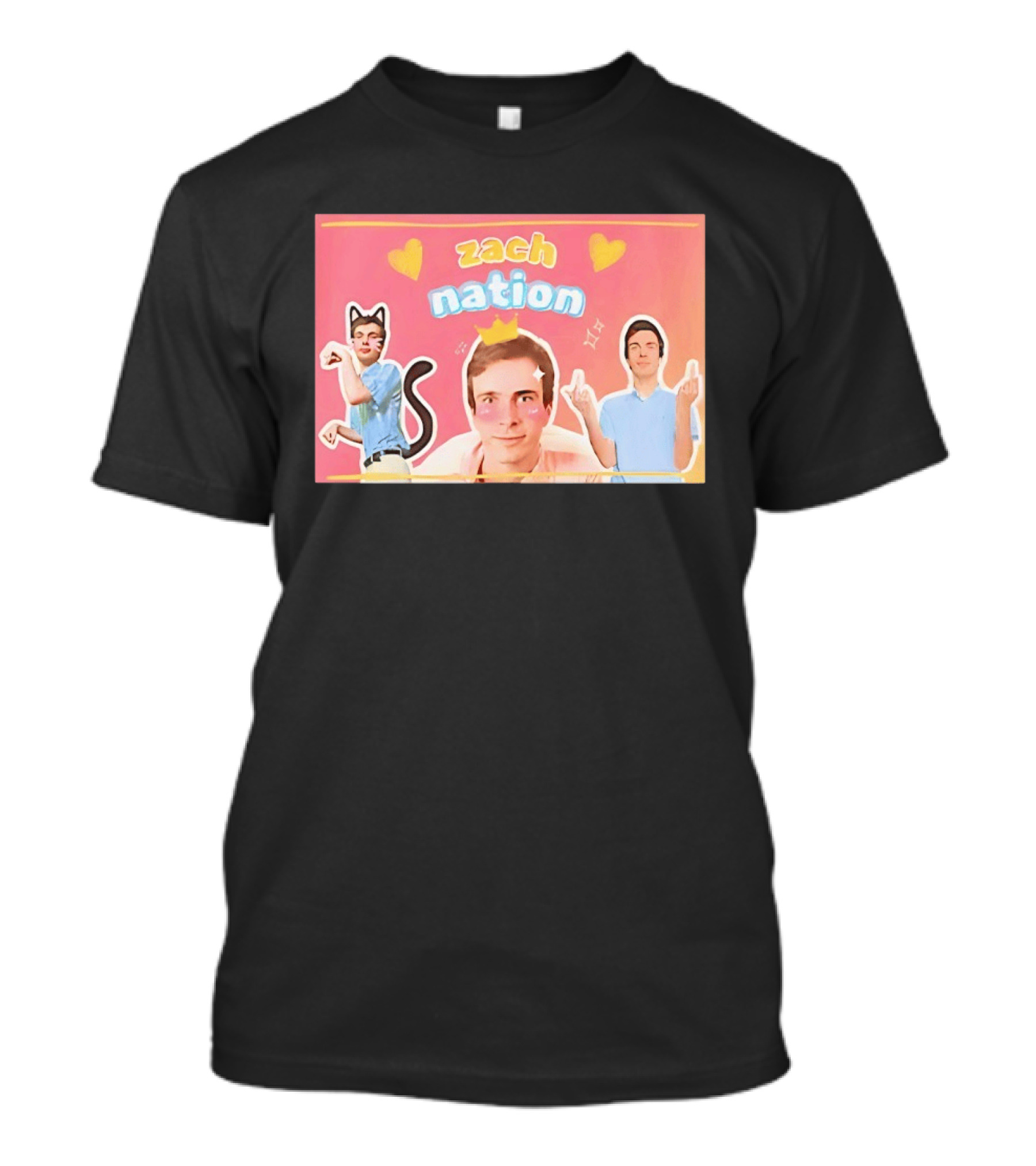 Zach Nation Zachary Sobania Cat Ears Crown Hearts Fun T-Shirt