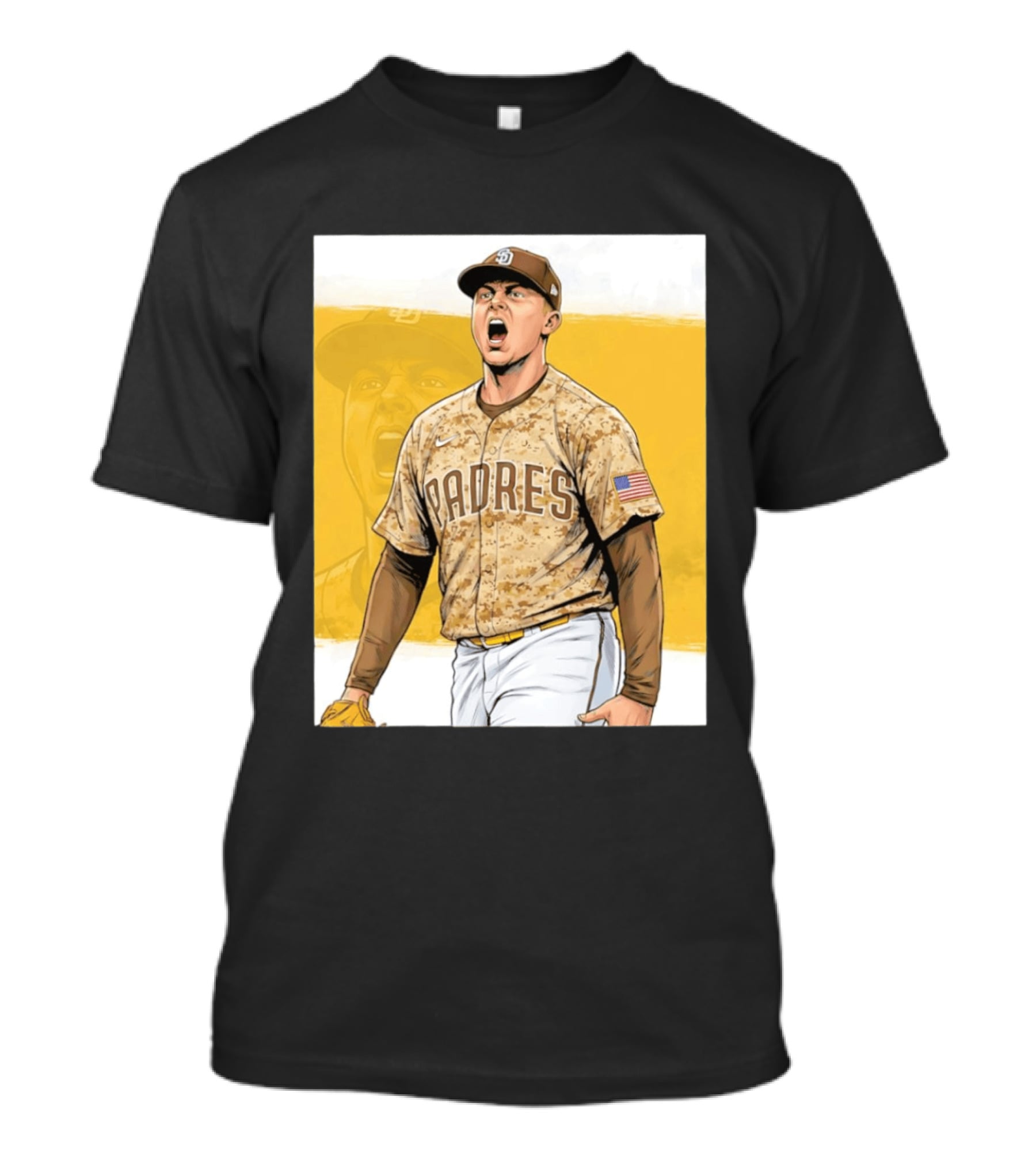 San Diego Padres Camouflage Uniform With Nike And American Flag T-Shirt