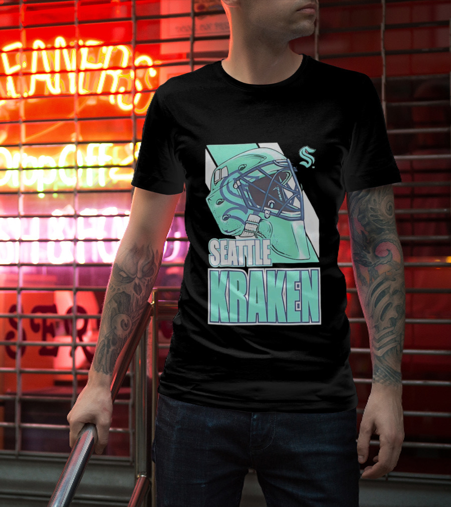 Seattle Kraken NHL Helmet Bucket Head Team T-Shirt