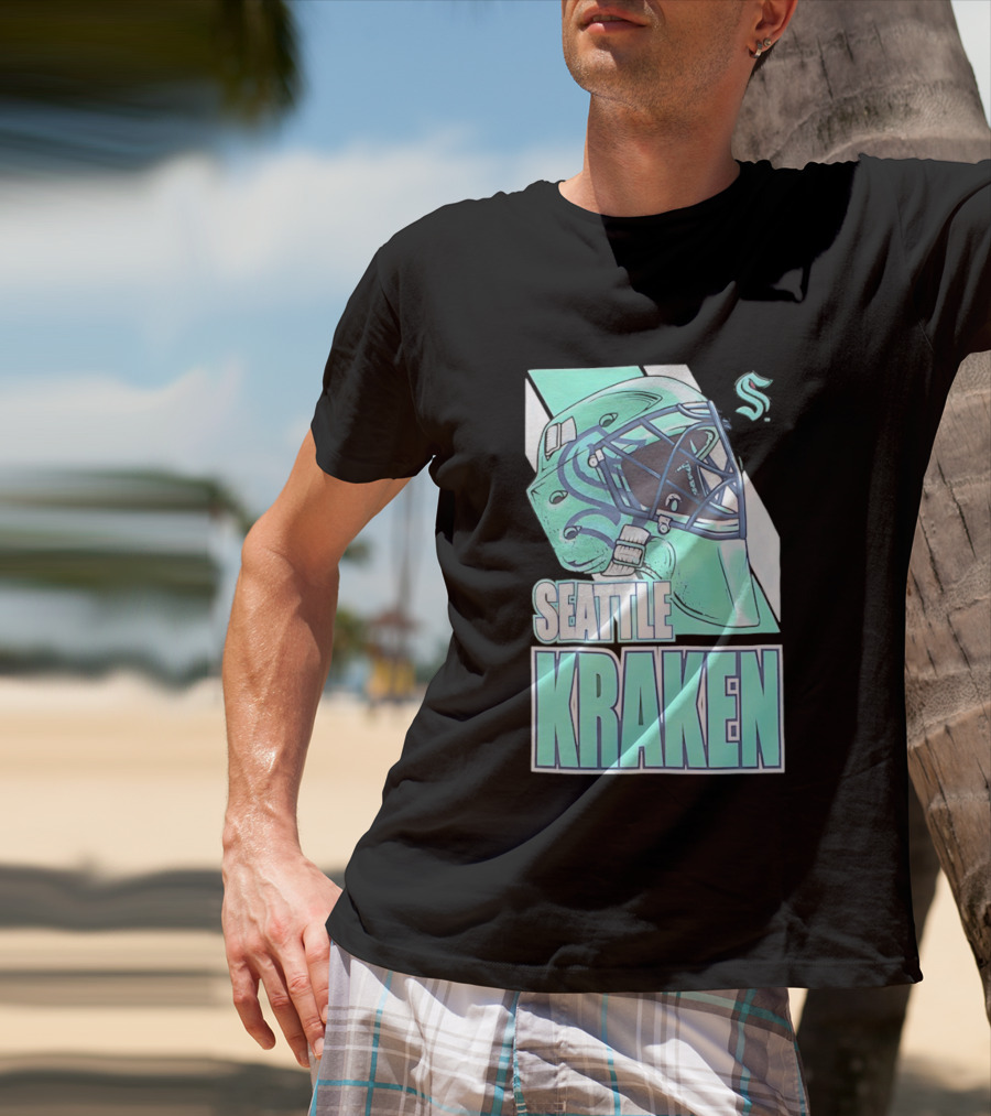Seattle Kraken NHL Helmet Bucket Head Team T-Shirt