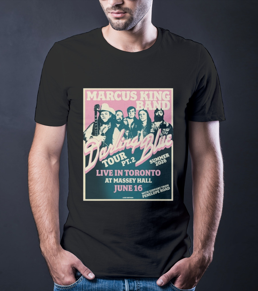 Marcus King Band Darling Blue Tour Part 2 Live In Toronto Massey Hall June 16 Summer 2026 Penelope Road Support T-Shirt