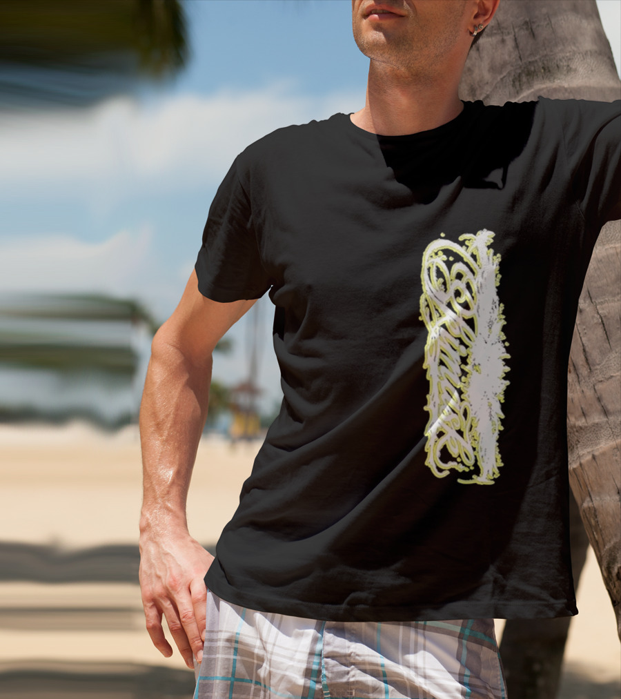 Ski Mask Script Neon Yellow Graffiti Style Vertical T-Shirt