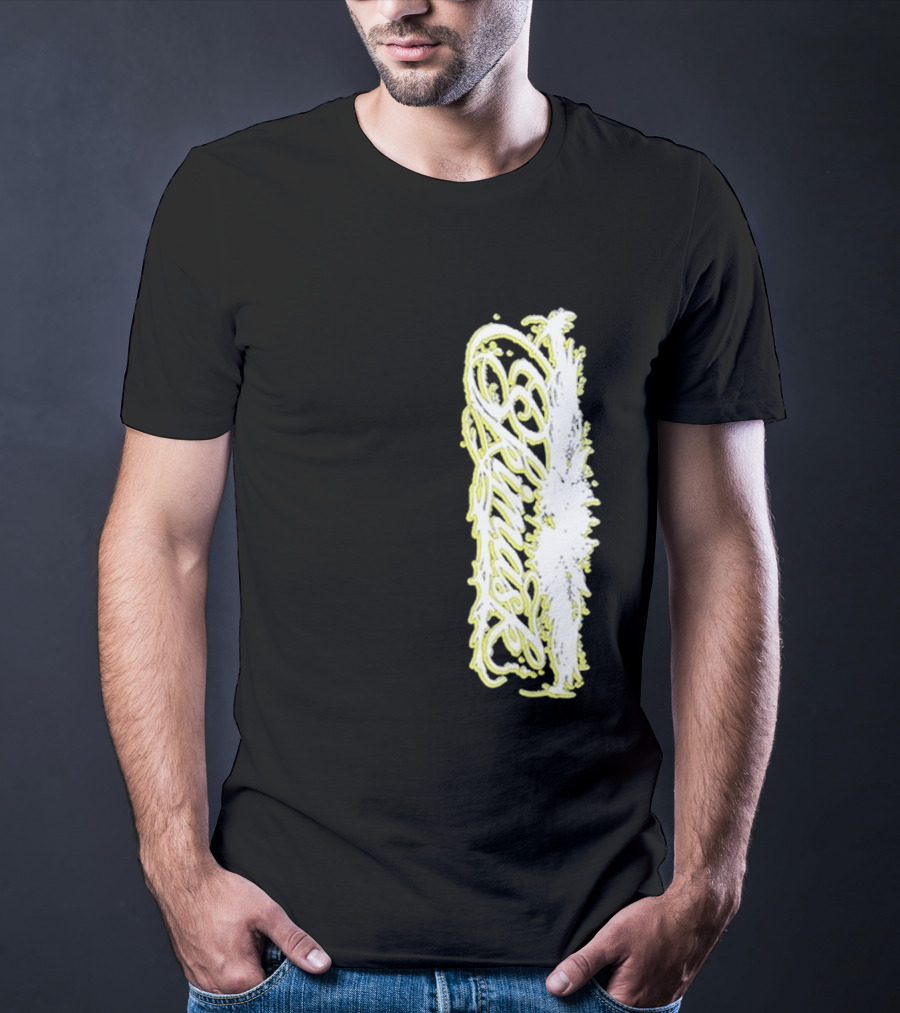 Ski Mask Script Neon Yellow Graffiti Style Vertical T-Shirt