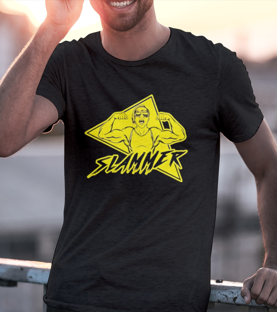 Slammer Muscle Man Headband Sunglasses Flexing Pose T-Shirt