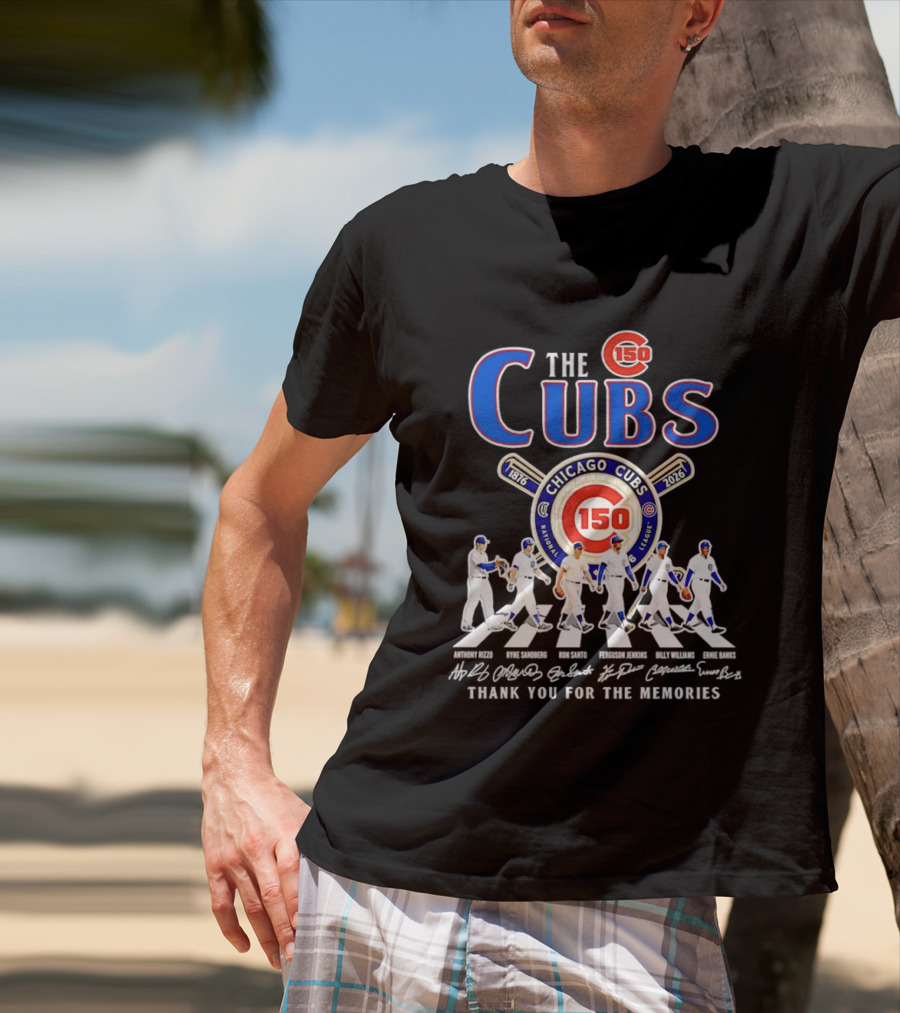 Chicago Cubs 150th Anniversary Thank You For The Memories Signatures T-Shirt
